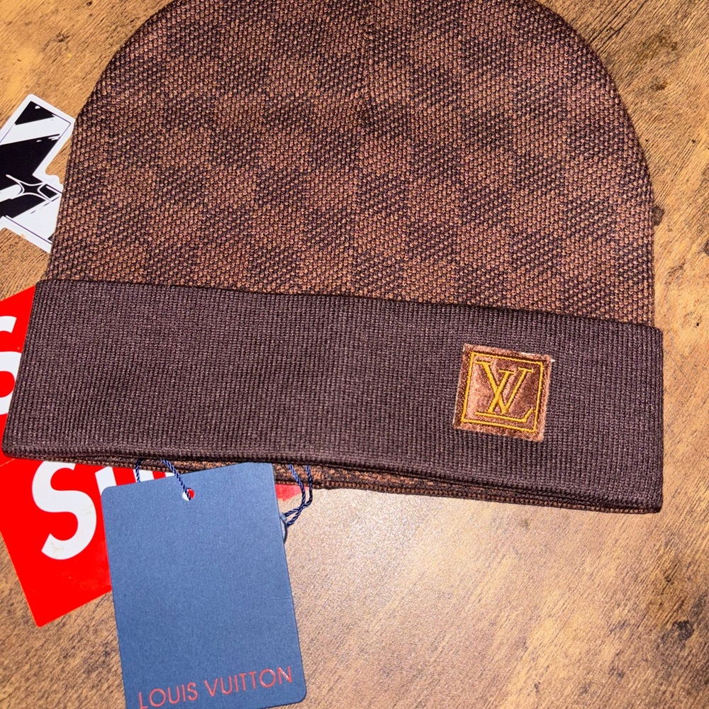 Louis Vuitton Dark Brown Checkered Beanie